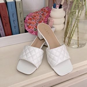 White Quilted Kitten Heel